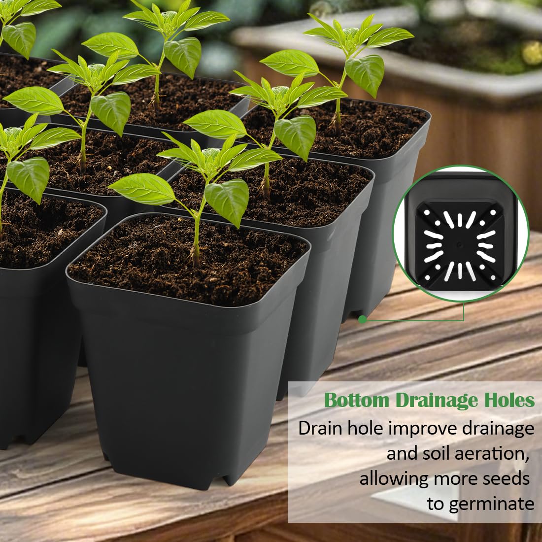 4 Inch Square Nursery Pots 120pcs 10 Pcs Seeds Starter Germination Tray