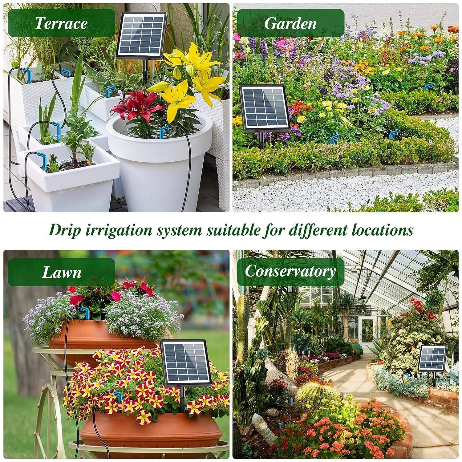 Solar Automatic Balcony Watering Kit Indoor Plant Garden Drip Irrigation System