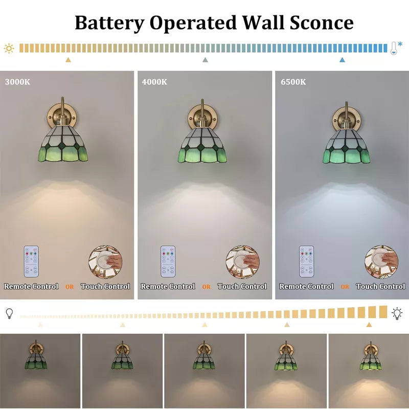 Vintage Battery Operated Wall Sconce Set of 2 with Remote