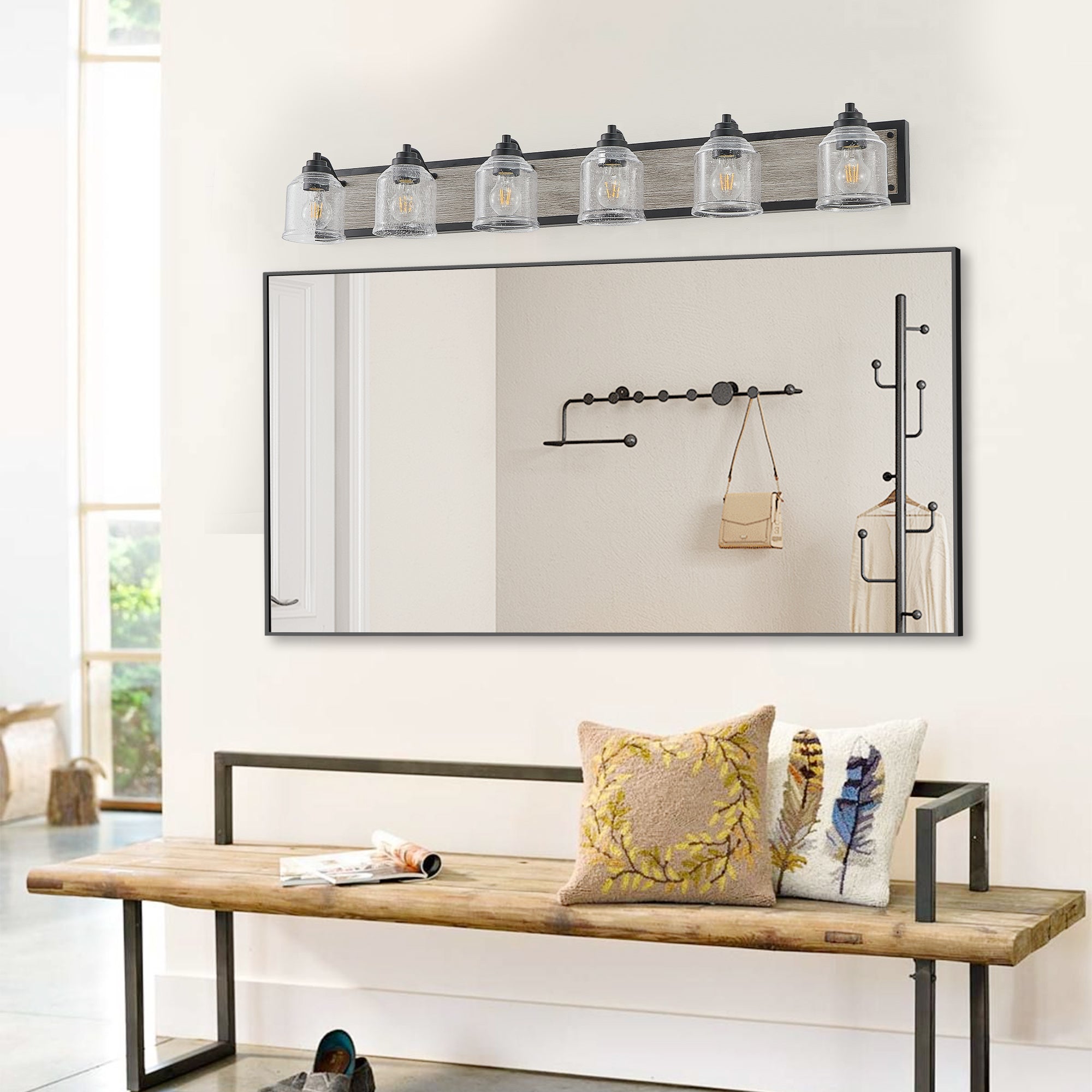 49" Farmhouse Vanity Light Fixture 6-Light Bathroom Wall Sconce