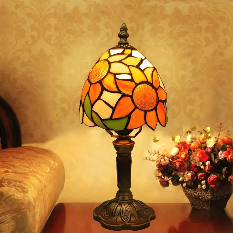 Sunflower Table Lamp Tiffany Style Stained Glass Lamp 6 Inch