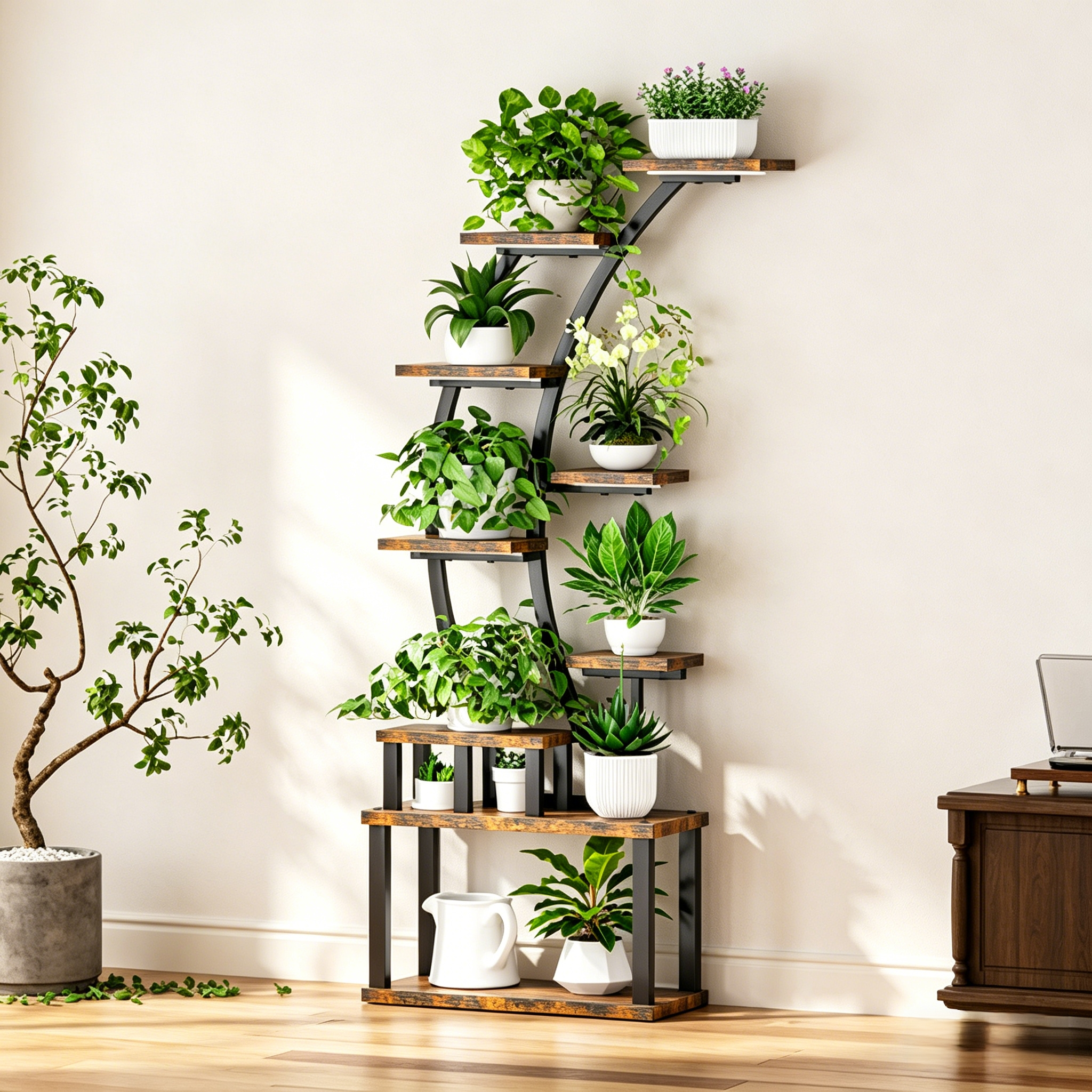 9-Tiered 63.6" Tall Plant Stand with 5 Grow Lights