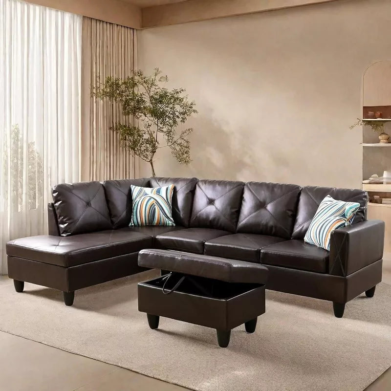 L Shaped Sectional Couches Sofa with Ottoman Storage