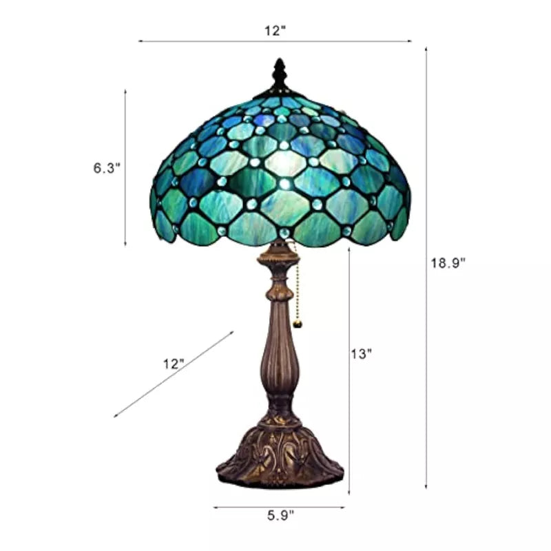 Tiffany Table Lamp Stained Glass Lamp Sea Blue Pearl