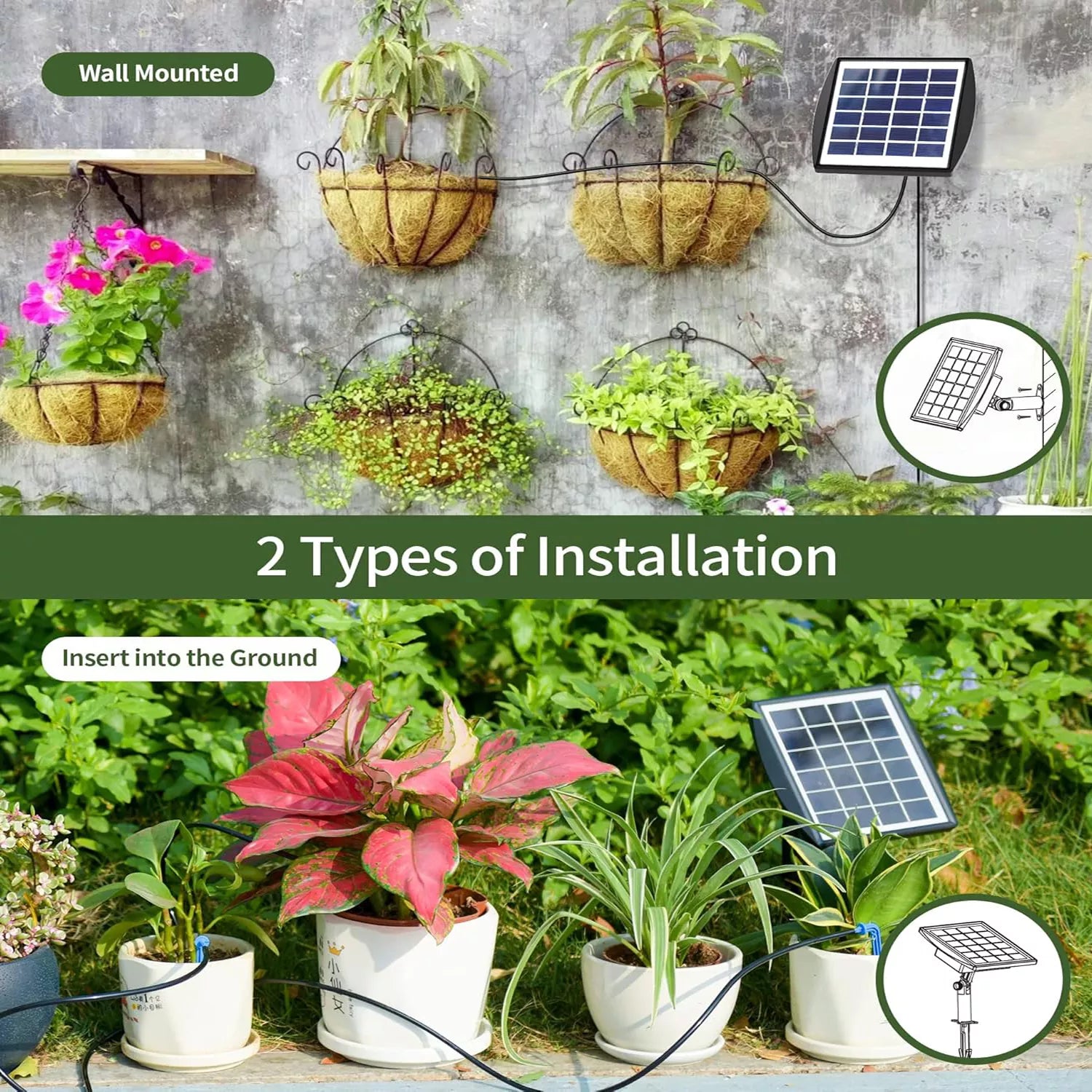 Solar Powered Automatic Drip Irrigation Kit for Plants on the Balcony