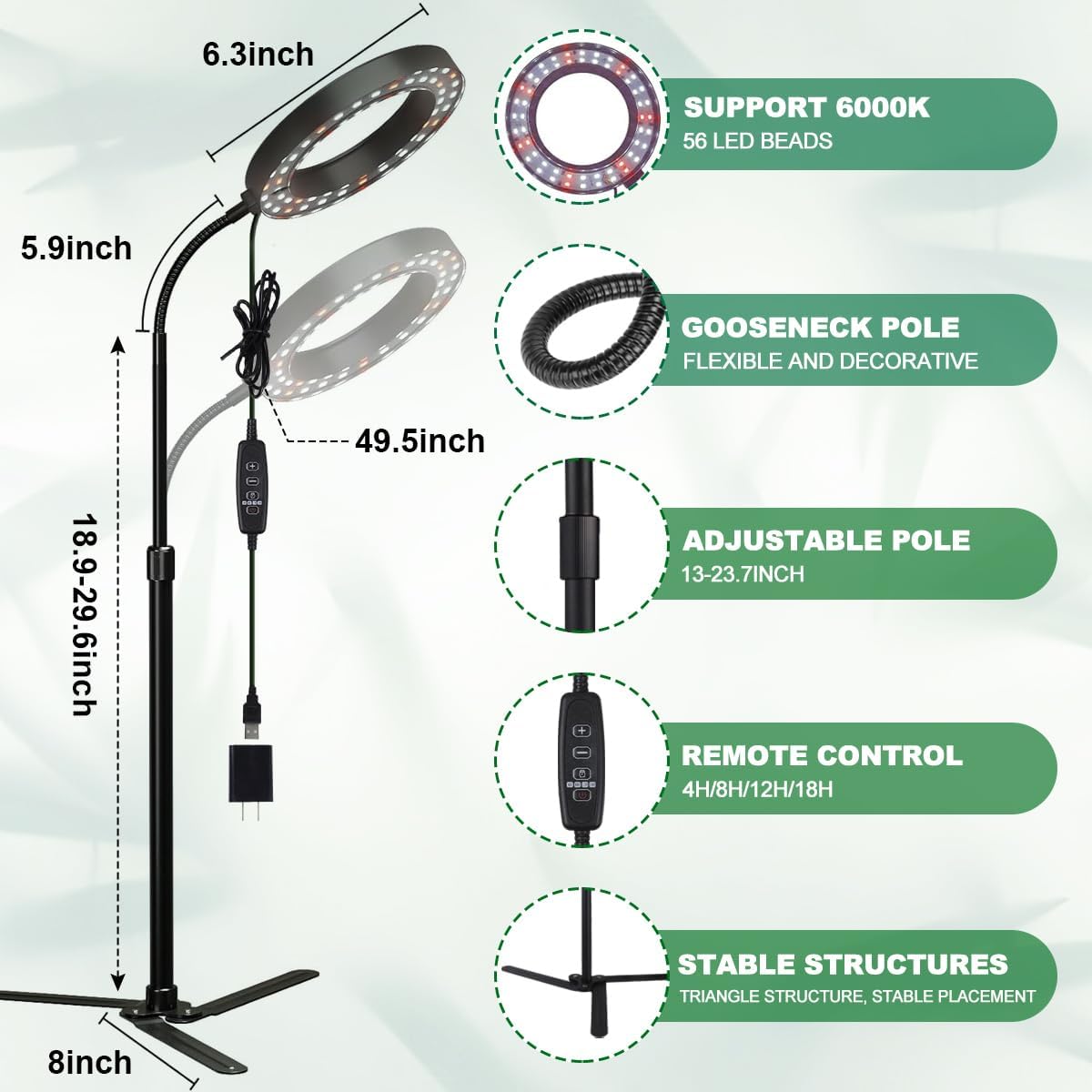 6000K Full Spectrum LED Desk Lamp with Dimmable & Timer