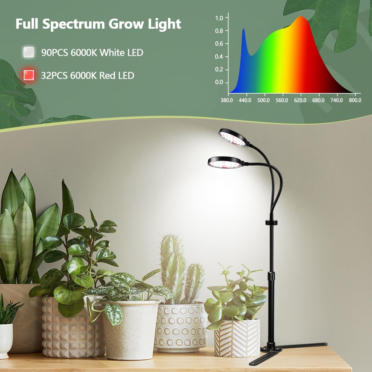 6000K Full Spectrum LED Desk Lamp with Dimmable & Timer