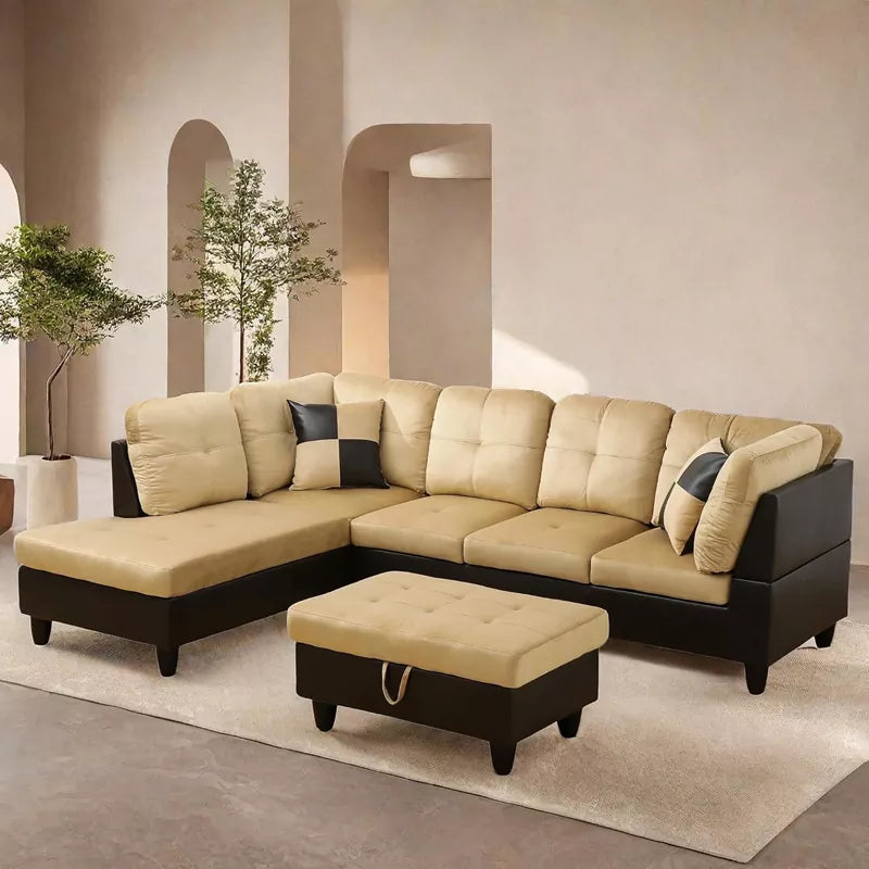 L Shaped Sectional Couches Sofa with Ottoman Storage