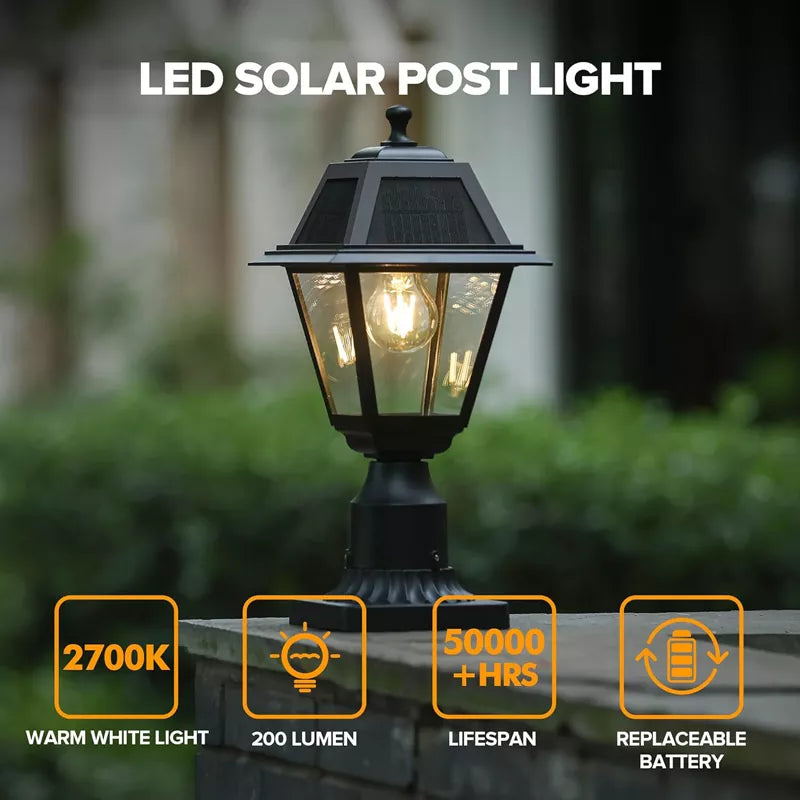 LED Solar Post Light Cast Aluminum Solar Lamp Post Light