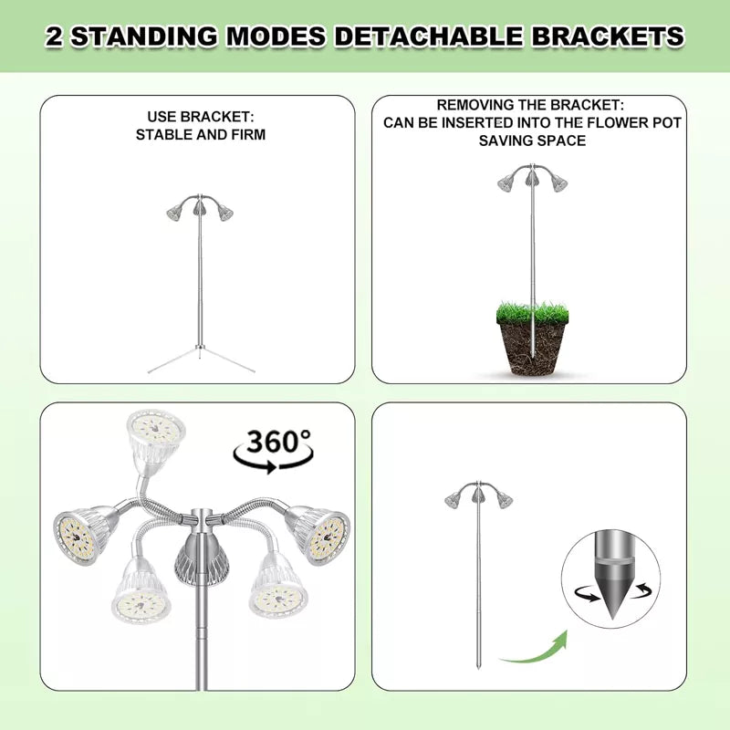 Grow Lights for Indoor Plants 10-55 Inches Height Adjustable