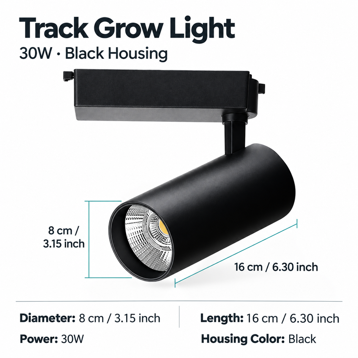 30W Full Spectrum COB LED Track Grow Light for Indoor Plants