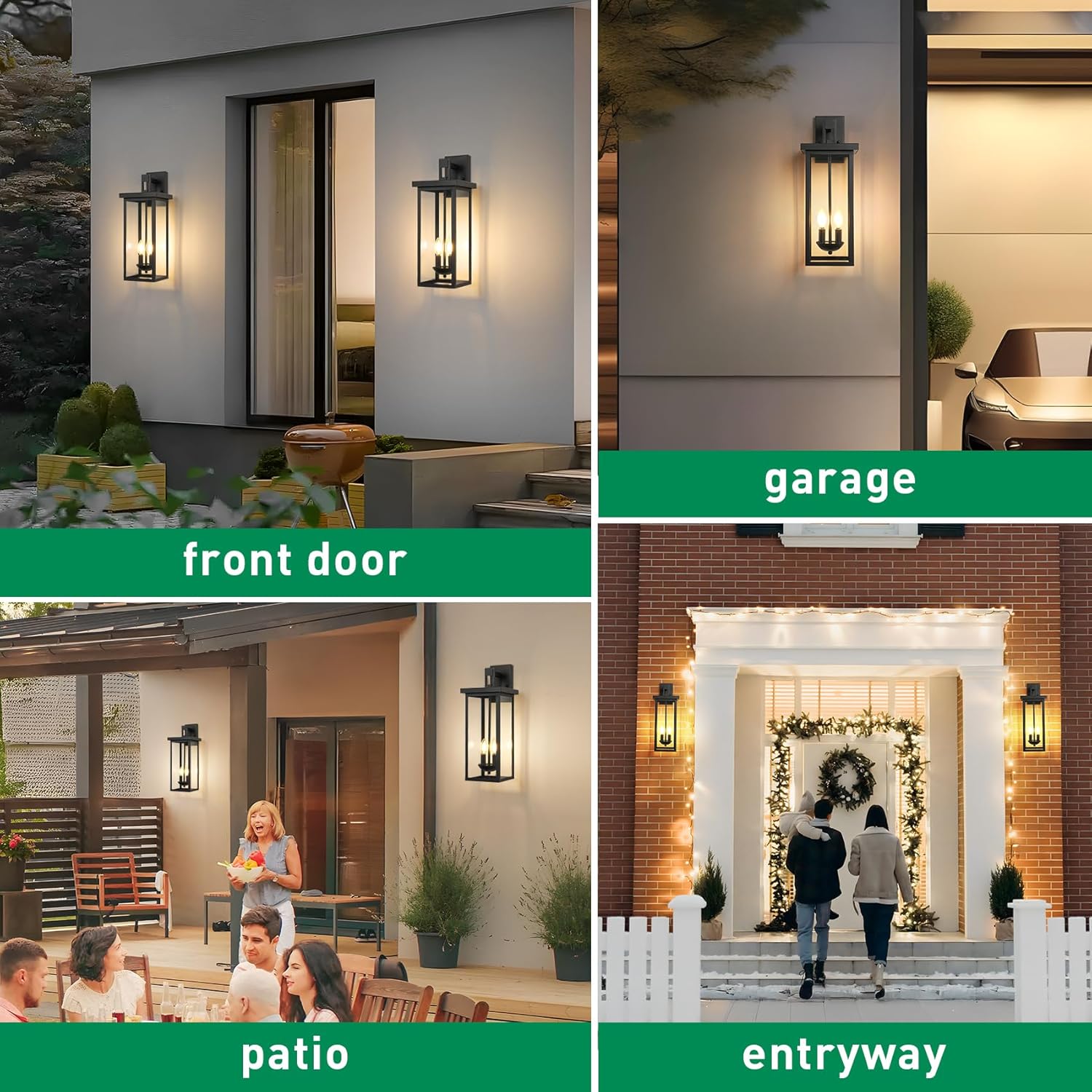 22 Inch Large Black Outdoor Wall Lights Exterior Lighting Fixtures - E12 Base*2