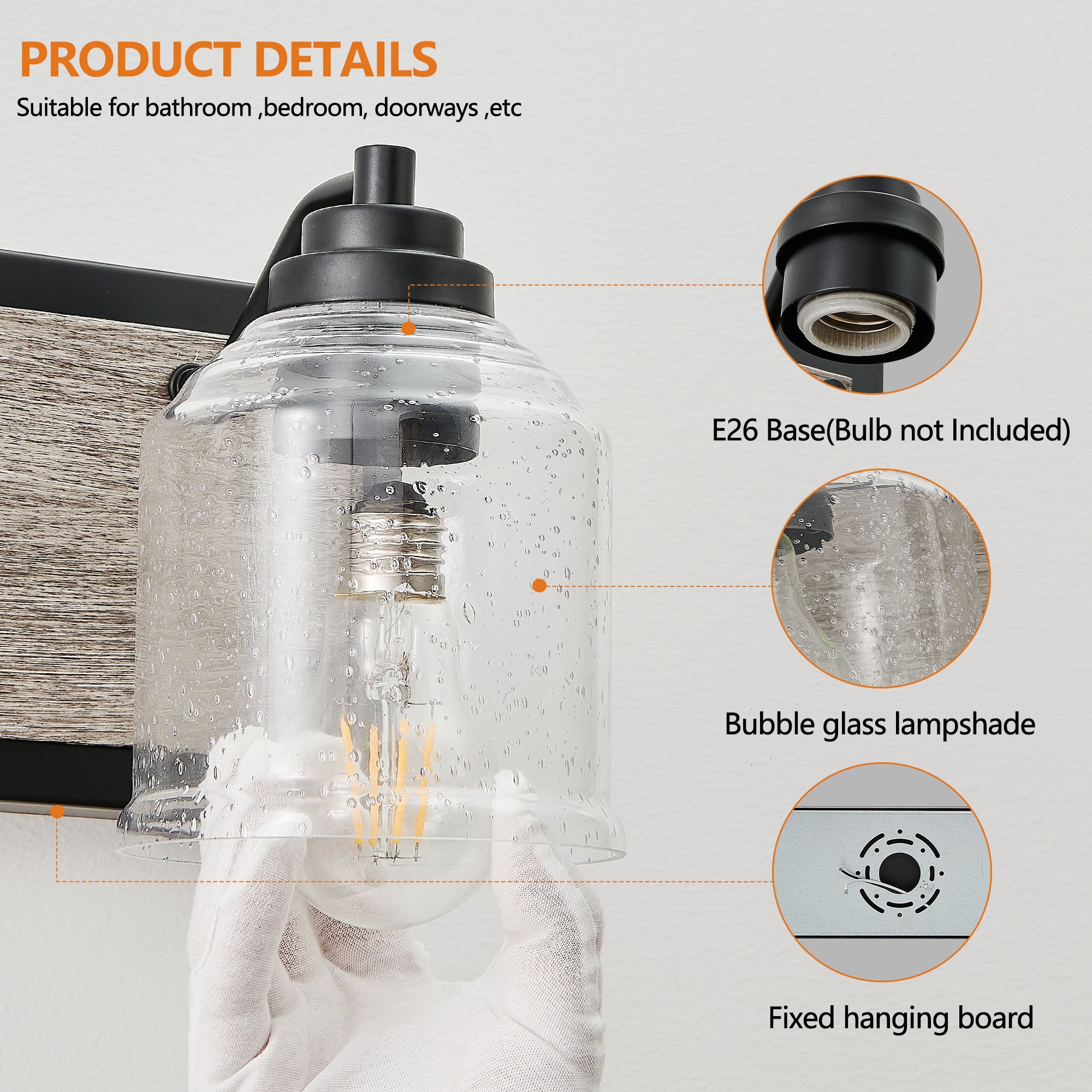 32" Farmhouse Vanity Light Fixture 4-Light Bathroom Wall Sconce