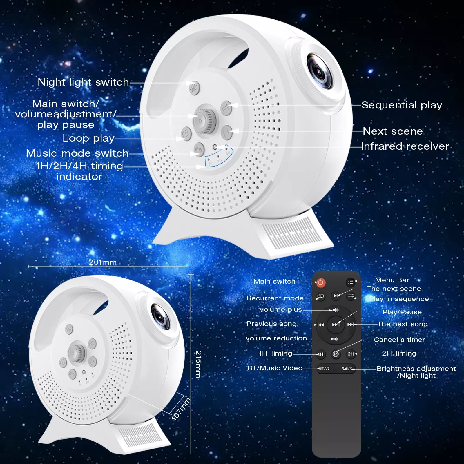 Multi-theme Family Atmosphere Naked Eye 3D Starry Sky Projection Lamp