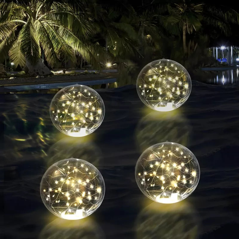 14 Inch LED Solar Floating Pool Lights Waterproof 3000K