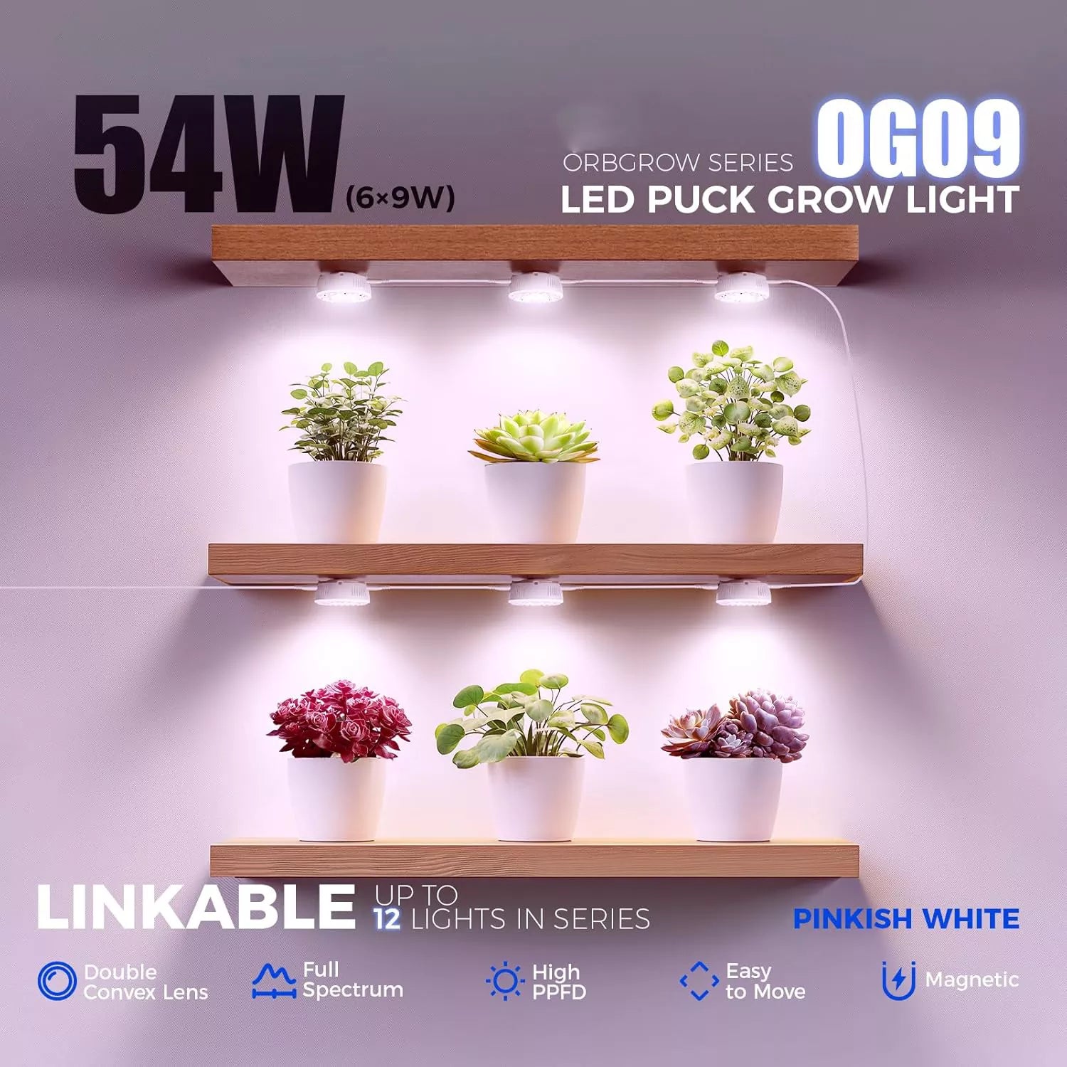 660nm Red LEDs 18W Full Spectrum Plant Light for Indoor Plant 2 Packs