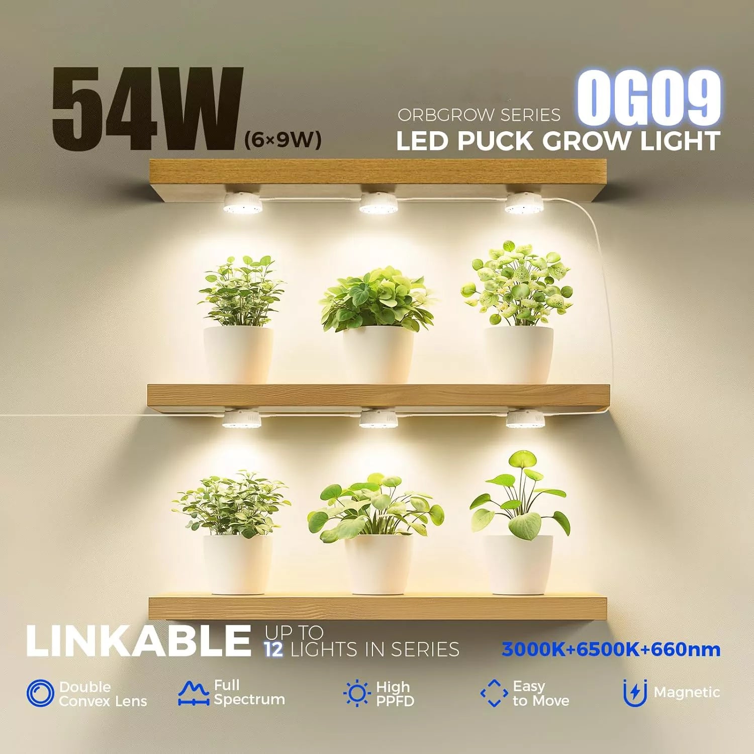 660nm Red LEDs 18W Full Spectrum Plant Light for Indoor Plant 2 Packs