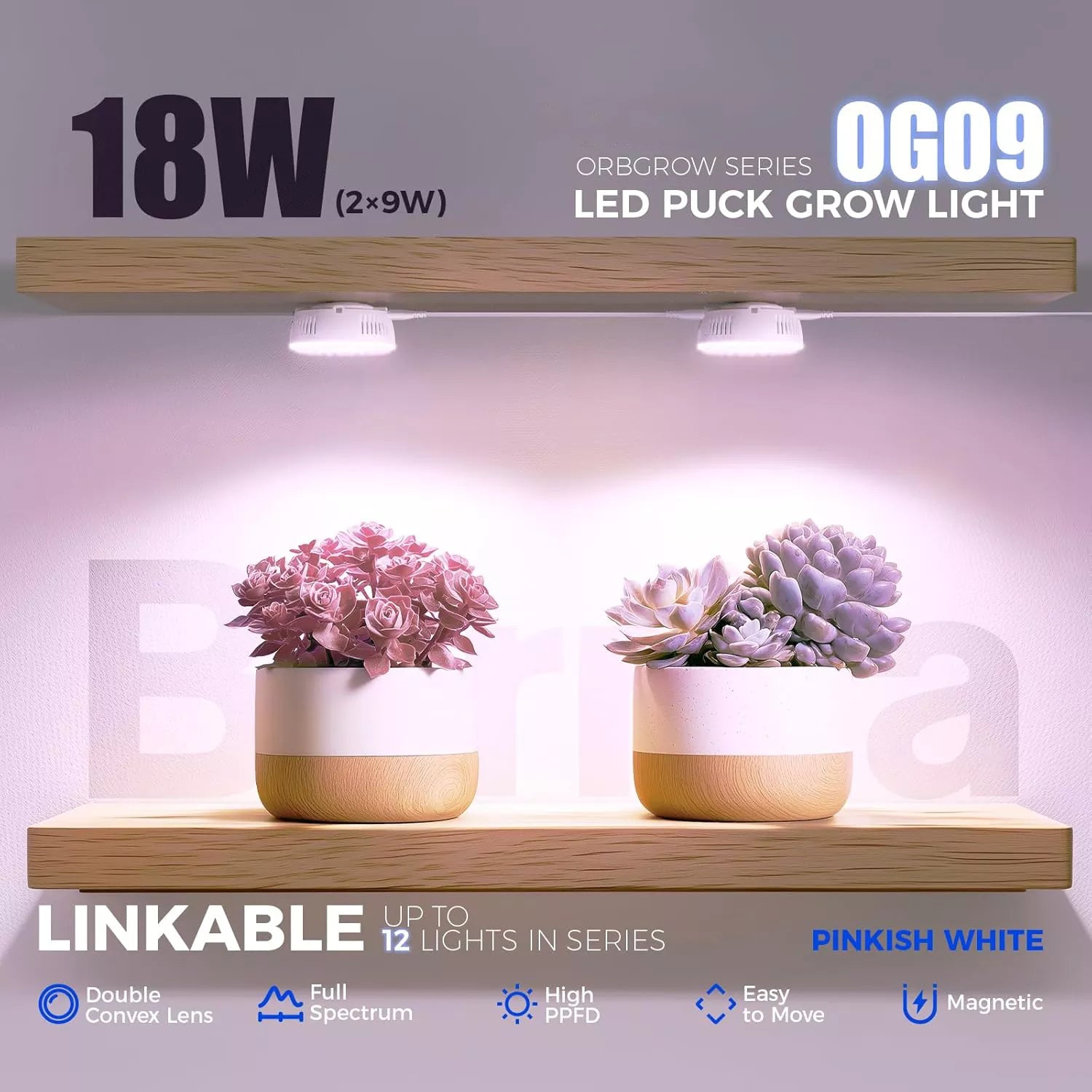 660nm Red LEDs 18W Full Spectrum Plant Light for Indoor Plant 2 Packs