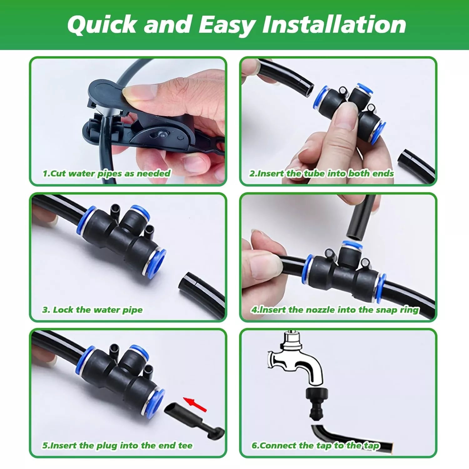 360° Adjustable Drip Irrigation System - Garden Watering System 50FT with 15 Nozzles