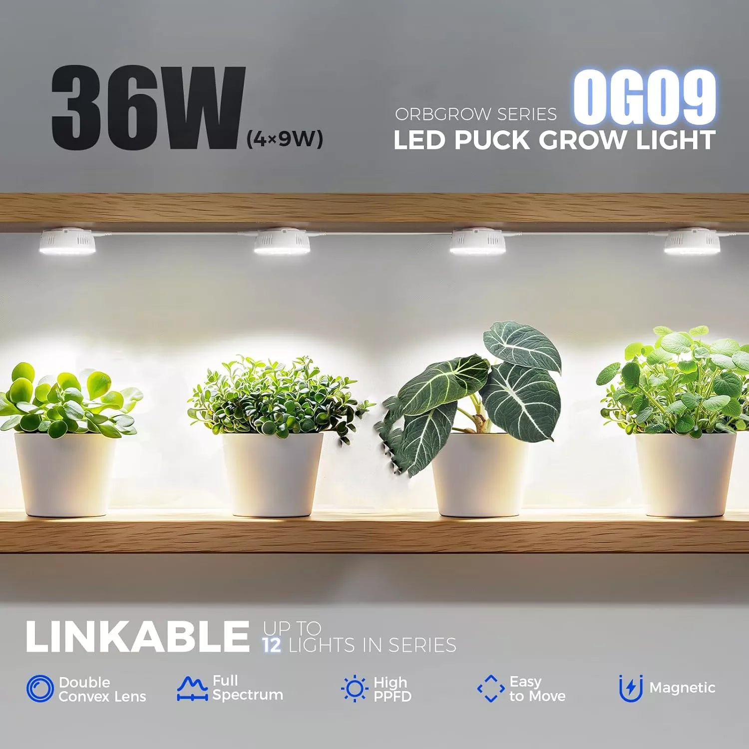 660nm Red LEDs 18W Full Spectrum Plant Light for Indoor Plant 2 Packs