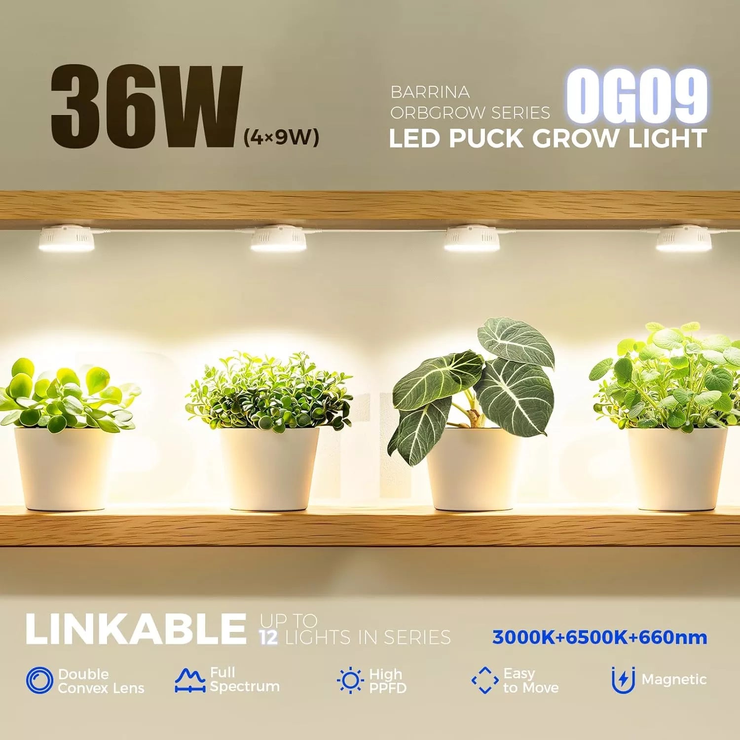 660nm Red LEDs 18W Full Spectrum Plant Light for Indoor Plant 2 Packs
