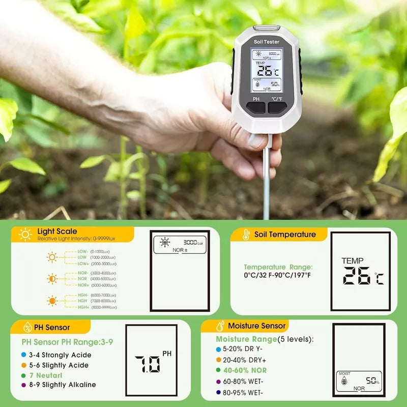 4-in-1 Soil Moisture Meter Digital Plant Temperature