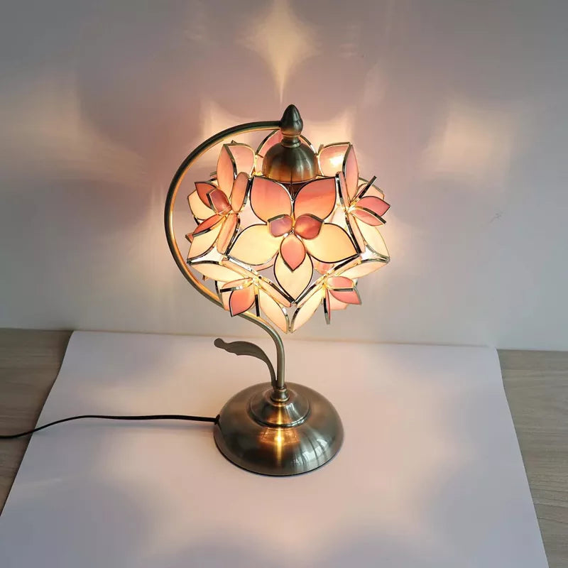 Rose Lily Flower Tiffany Style Stained Glass Table Lamp