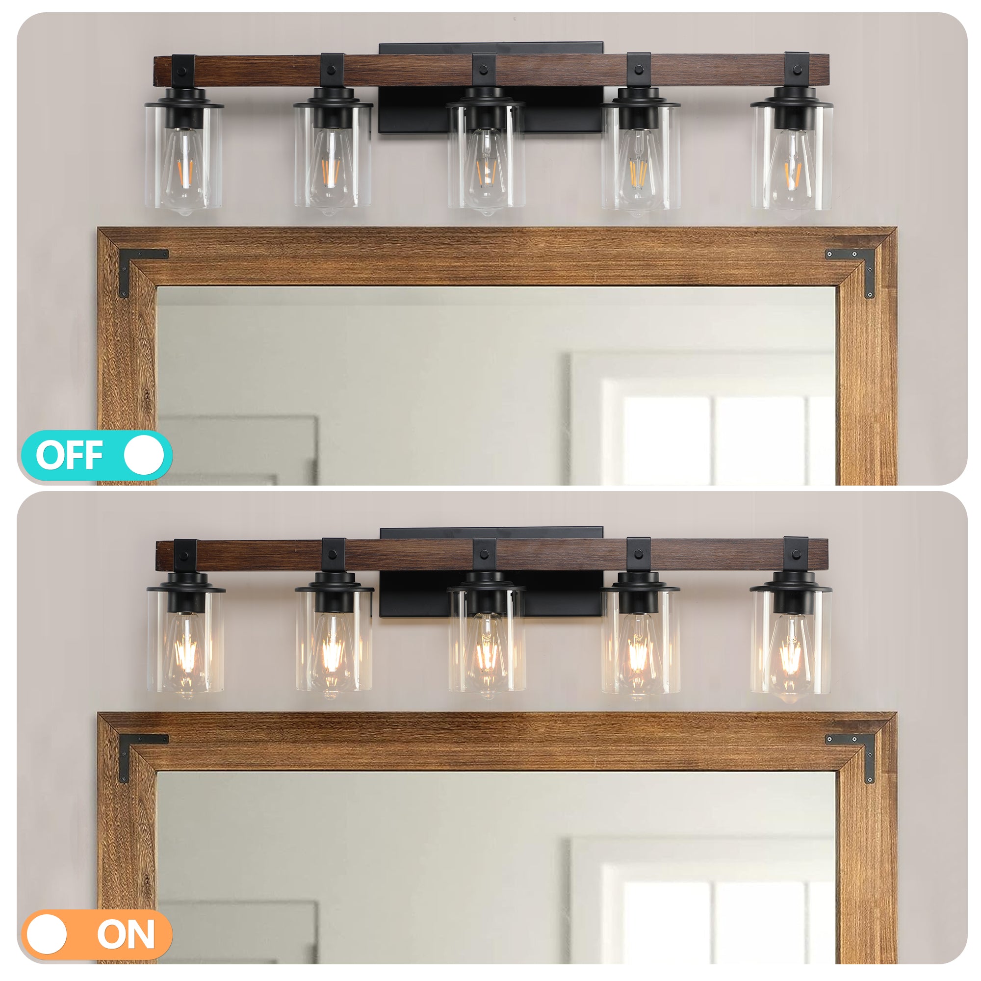 35" Rustic 5-Light Vanity Light Industrial Bathroom Wall Sconce