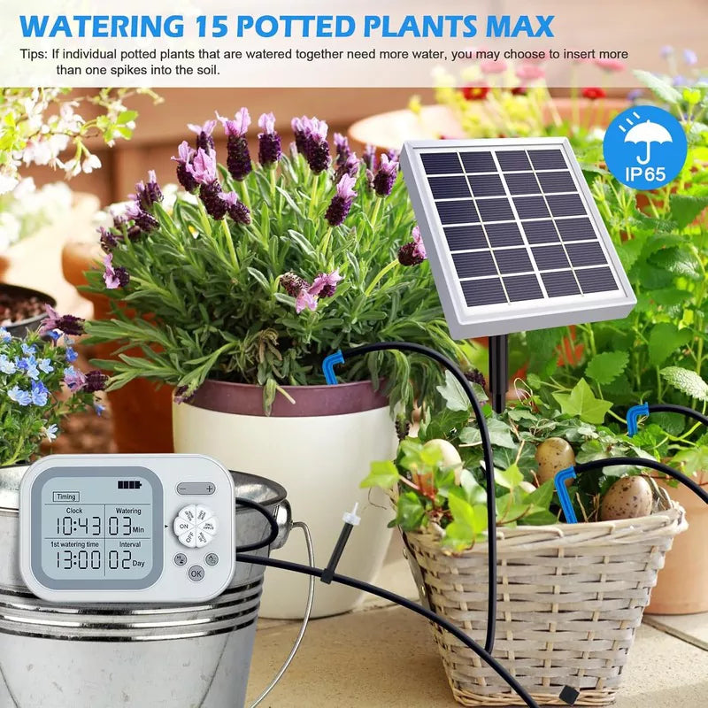 Solar Automatic Drip Irrigation System for 15 Potted Plants with Humidity Detection