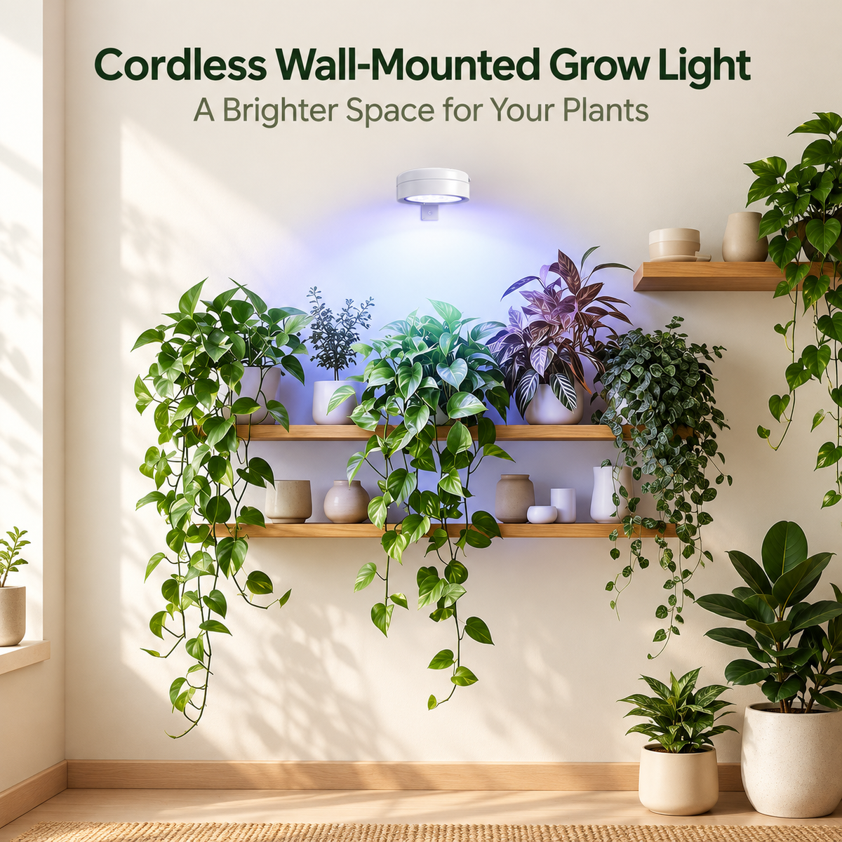 4 Pack Rechargeable Magnetic Grow Lights Full Spectrum Indoor Plants