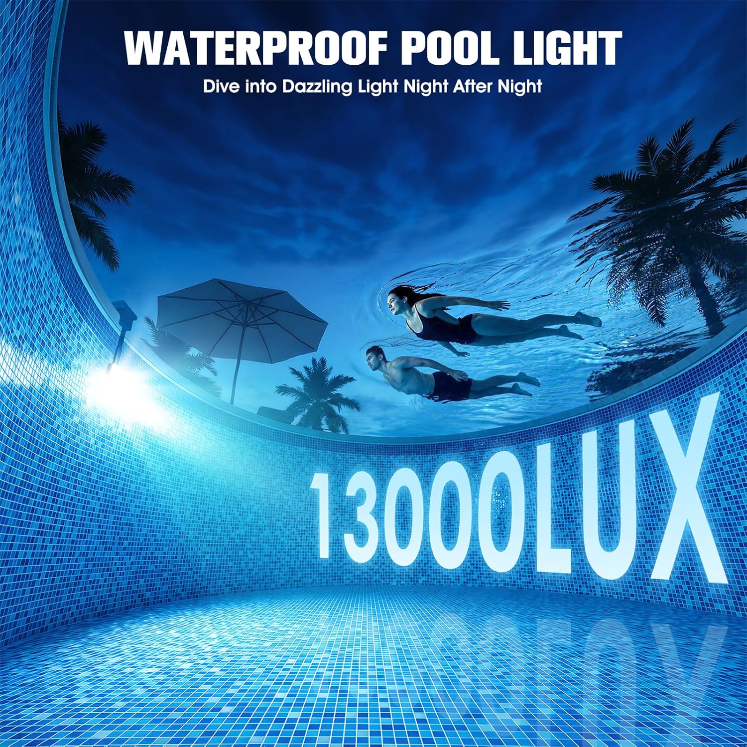 Solar Pool Lights for Inground Pools Upgraded with LCD Pool Thermometer