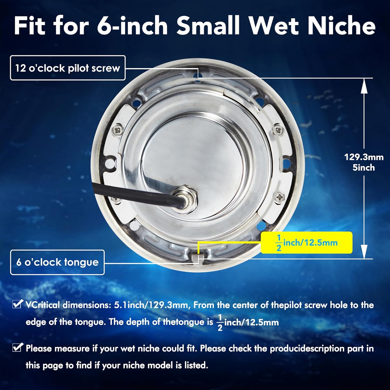 Inground Pool Spa Lighting System RGBW Color Change 6 Inch 50W LED