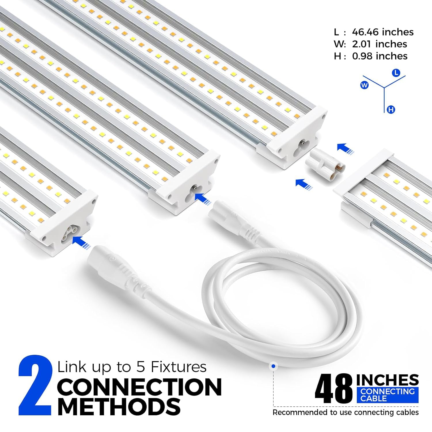 4FT Grow Light 60W(420W Equivalent) Full Spectrum with 660nm Red LEDs