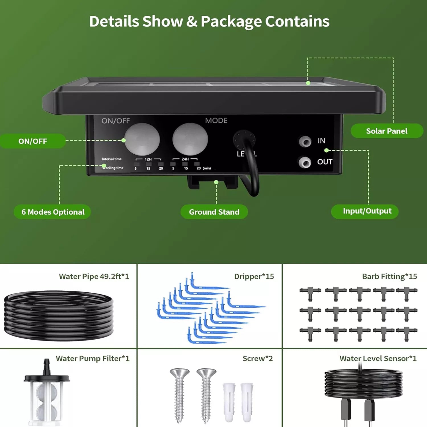 Solar Powered Automatic Drip Irrigation Kit for Plants on the Balcony