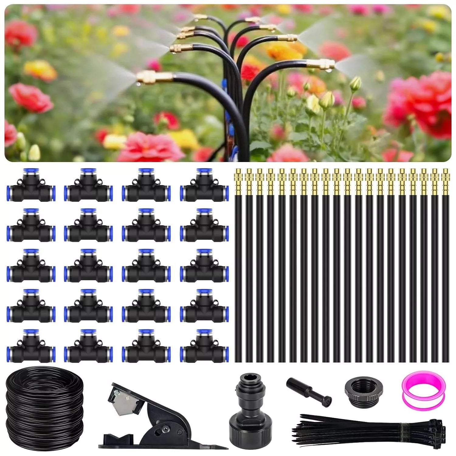 360° Adjustable Drip Irrigation System - Garden Watering System 50FT with 15 Nozzles