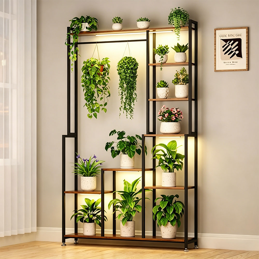 71 Inches Tall Plant Shelf 8 Tiered Heavy-Duty Metal Plant Stand