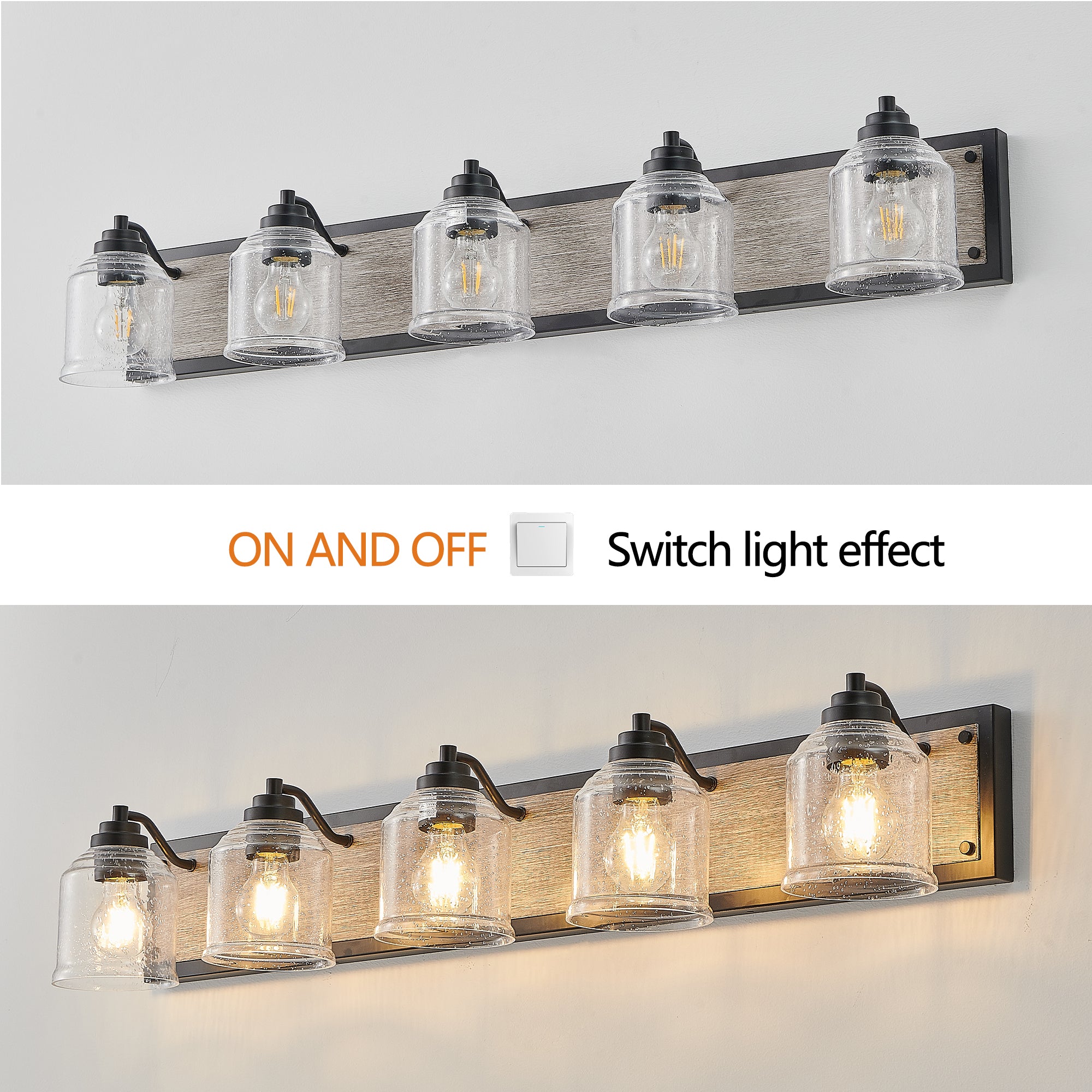 40" Farmhouse Vanity Light Fixture 5-Light Bathroom Wall Sconce - B