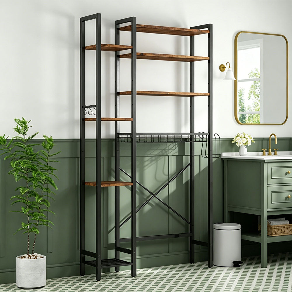 8-Tier Over The Toilet Storage with Side Rack