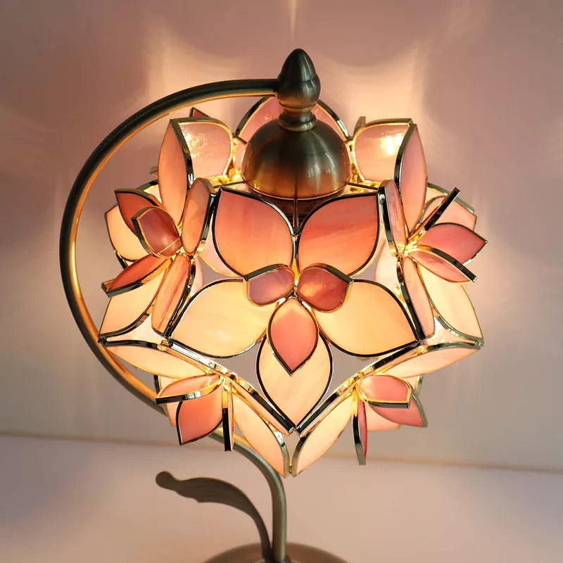 Rose Lily Flower Tiffany Style Stained Glass Table Lamp