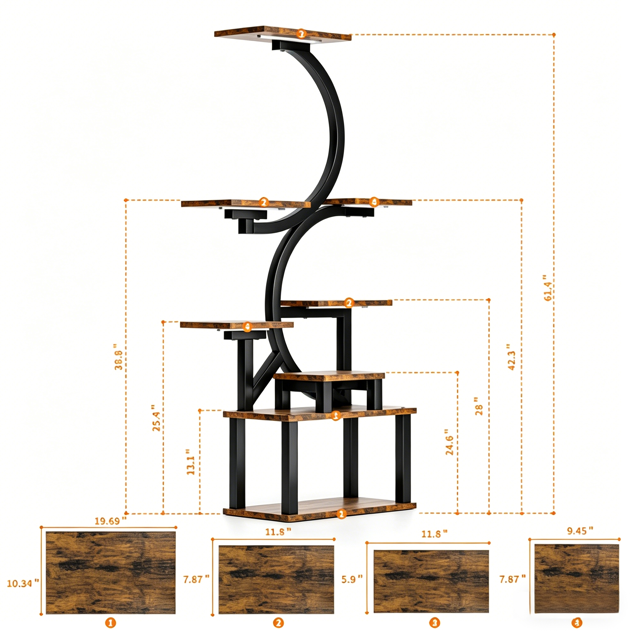 8-Tiered Indoor Plant Stand with 5 Grow Lights