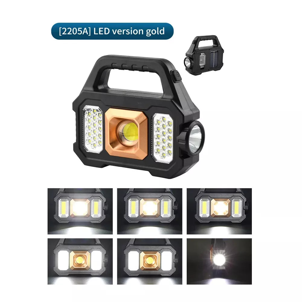 LED Lights for Outdoor Camping with Solar Charging Panel