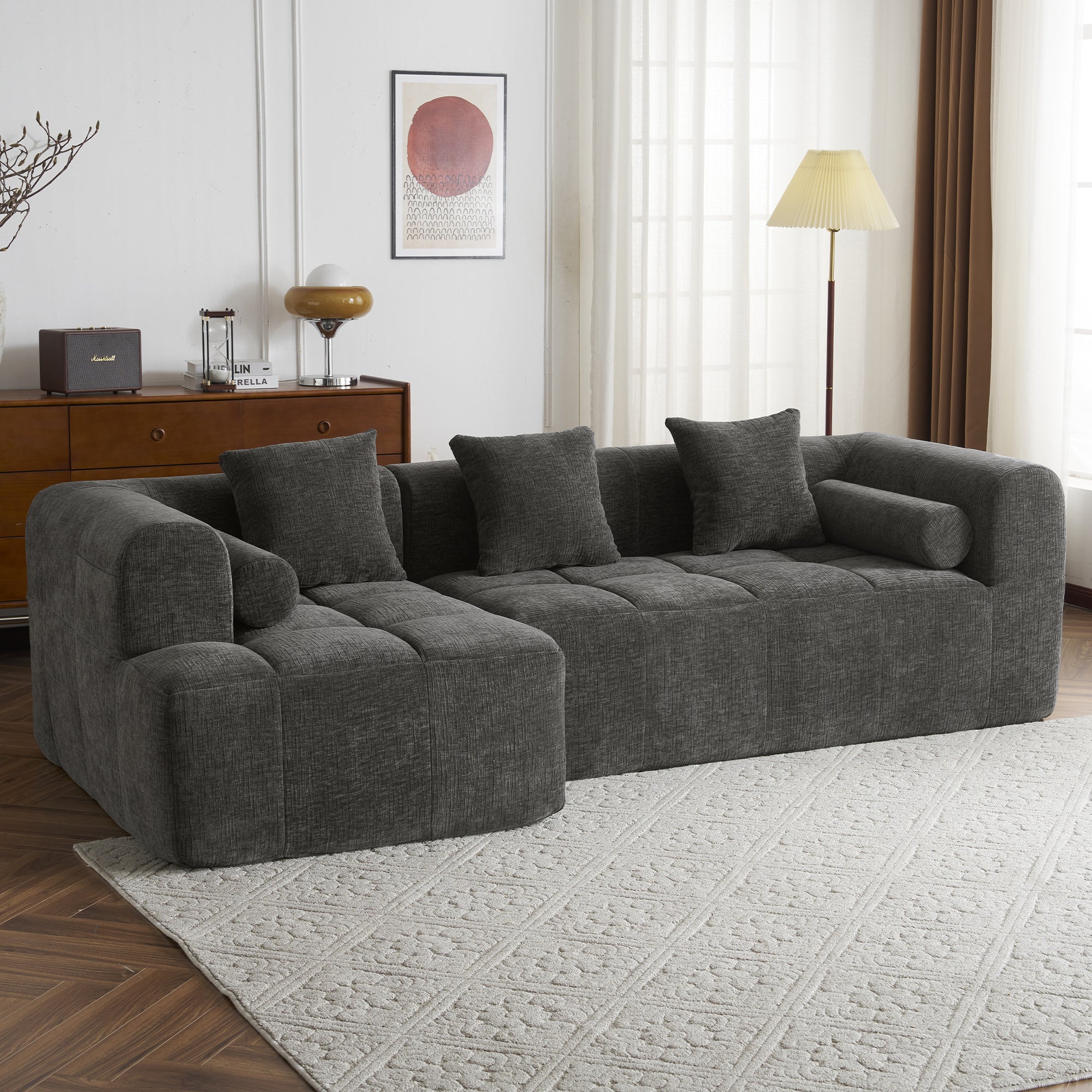 Compression Sofa Convertible Floor Sofa Bed with Fixed-Shape Frame
