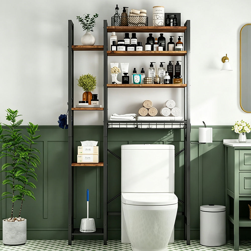 8-Tier Over The Toilet Storage with Side Rack