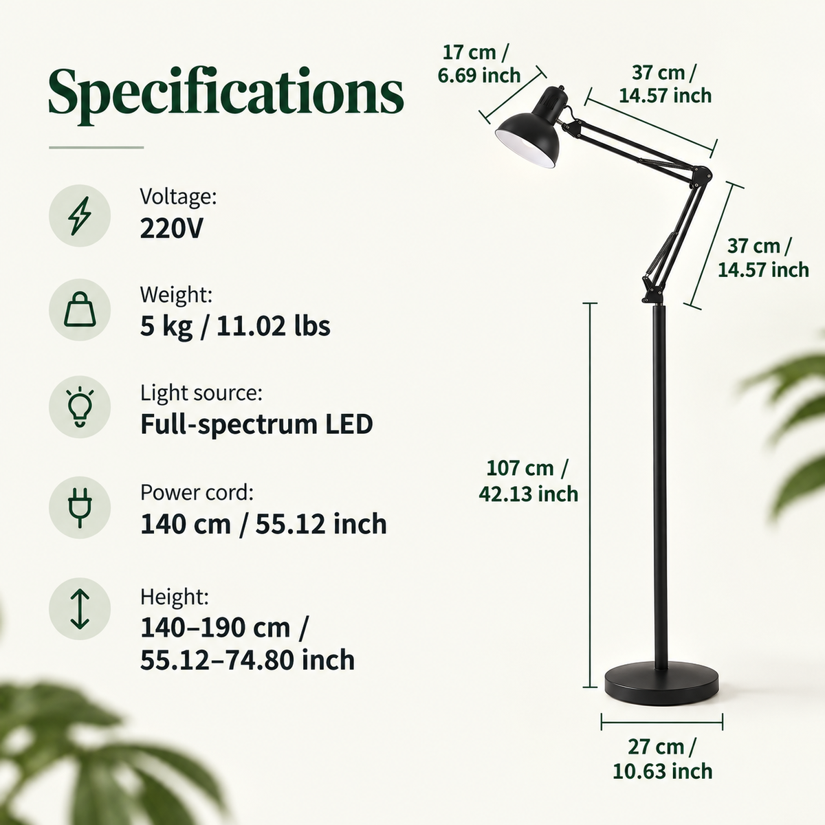 Foldable Full Spectrum Floor Grow Light for Plant Growth - G16