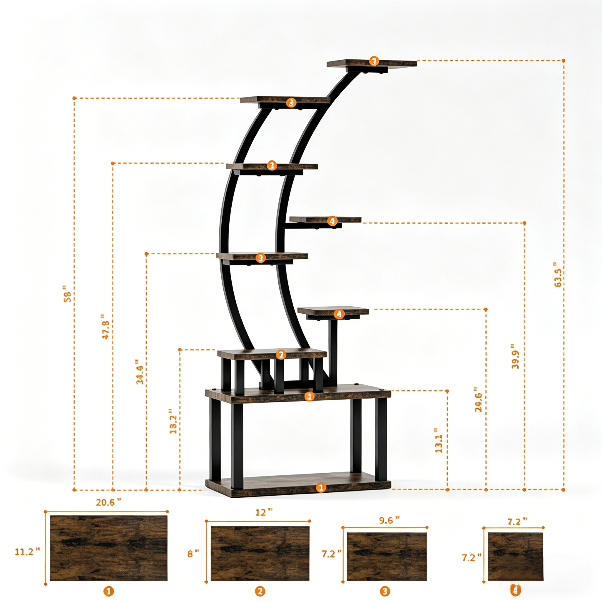 9-Tiered 63.6" Tall Plant Stand with 5 Grow Lights
