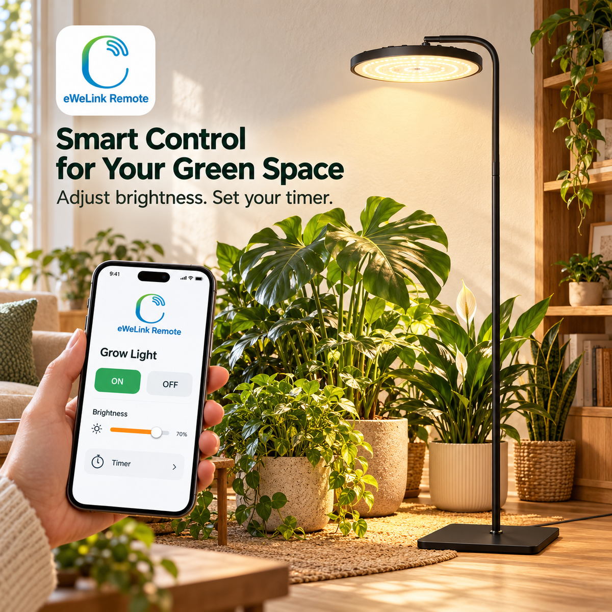 Full Spectrum IP65 Waterproof LED Grow Light Floor Lamp for Indoor Veggies Succulents Greenhouse