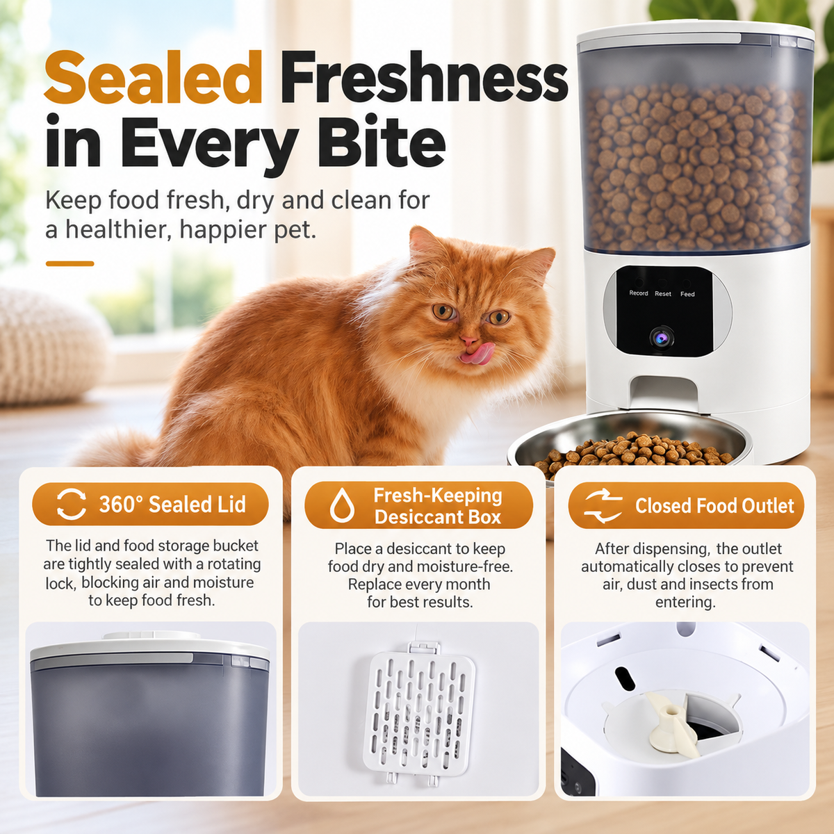 WiFi Smart Cat Feeder with Camera 6L Anti-Jam 5G Remote Auto -P1