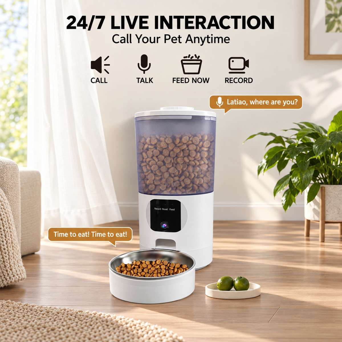 WiFi Smart Cat Feeder with Camera 6L Anti-Jam 5G Remote Auto -P1