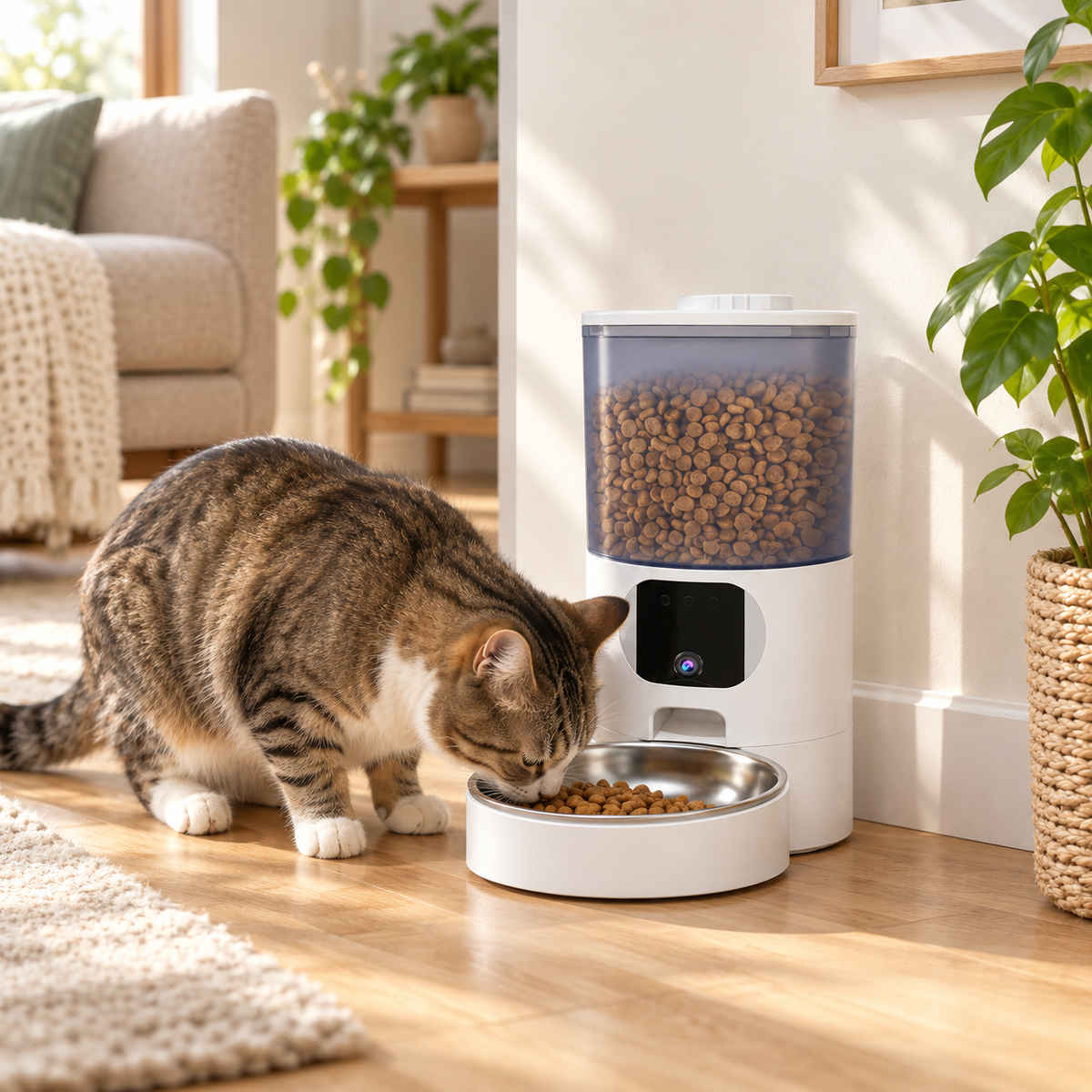 WiFi Smart Cat Feeder with Camera 6L Anti-Jam 5G Remote Auto -P1