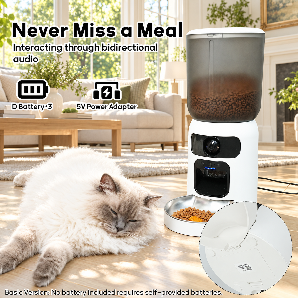 Smart WiFi Cat Feeder with Dual Camera & Laser Toy -P2